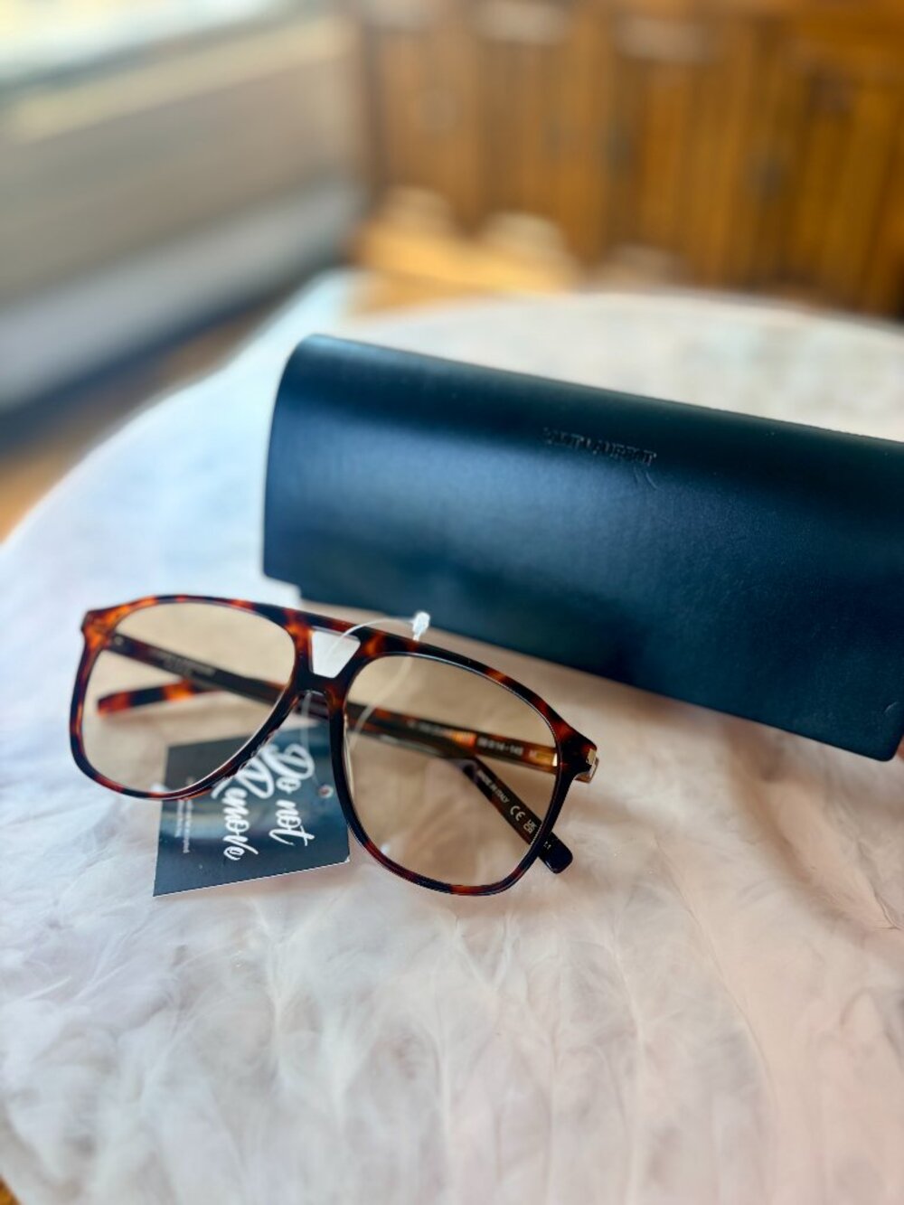 YSL Dune Oversized Shield Aviator Sunglasses Tortoise